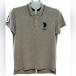 U.S. Polo Assn. Gray Polo Shirt with Navy Accents